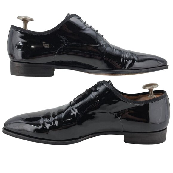 Magnanni Saks Fifth Ave Black Patent Leather Dress Shoes Men 11.5 Formal Oxfords - Picture 10 of 15